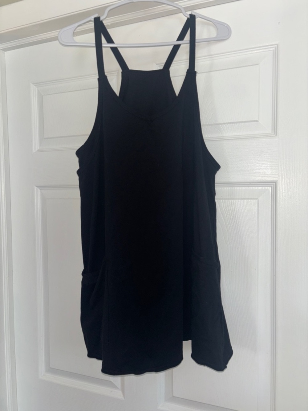 Black Strappy Mini Dress with Pocket Detail with built in shorts